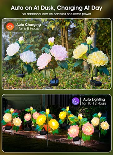 BRIGHTOWN OUTDOOR SOLAR FLOWER LIGHTS - 3 PACK LIGHTS PENOY - Like New