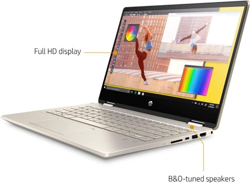 HP PAVILION X360 14 FHD TOUCH I5-10210U 8GB 256GB SSD FPR GOLD 14M-DH1003DX - Like New