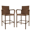 RAVENNA HOME SET OF 2 OUTDOOR PATIO HIGH-BACK WEATHER RESISTANT PE WICKER BROWN - Like New