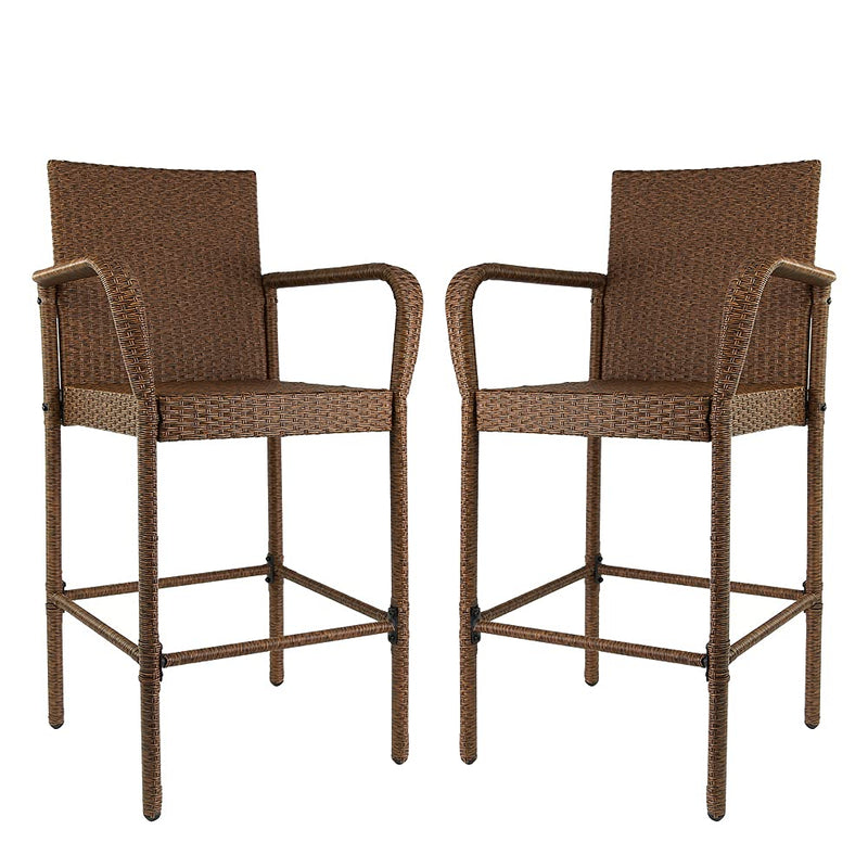 RAVENNA HOME SET OF 2 OUTDOOR PATIO HIGH-BACK WEATHER RESISTANT PE WICKER BROWN - Like New