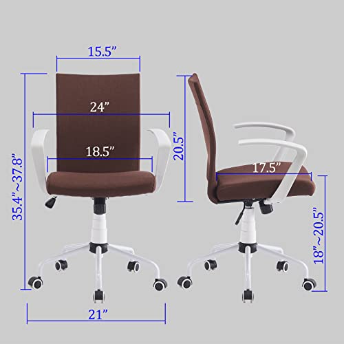 Efomao Modern Desk Office Chair, Breathable Fabric Chair with Armrests COFFEE - Like New