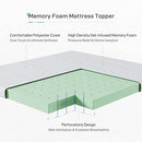 NOVILLA 4 INCH MEMORY FOAM MATTRESS TOPPER QUEEN NON-SLIP DESIGN WHITE/GREEN - Brand New