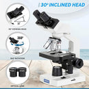 OMAX AMSCOPE OMAX 40X-2000X LAB LED BINOCULAR LABORATORY MICROSCOPE - BLACK - Like New