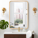 FUWU HOME WOOD BATHROOM MIRROR FOR WALL 26" X 40" FARMHOUSE 115105N - NATURAL - Like New