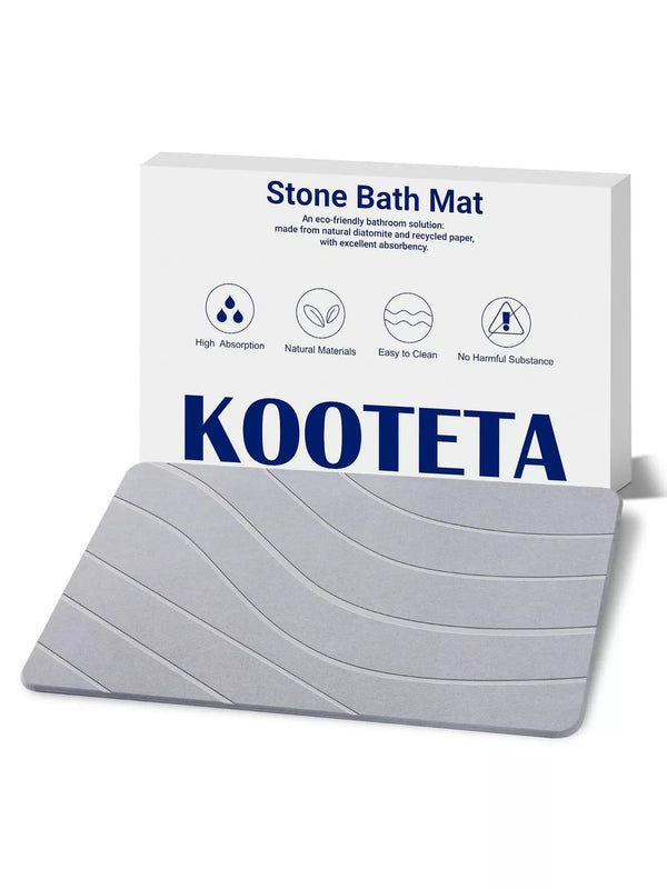KOOTETA STONE BATH MAT DIATOMACEOUS EARTH SHOWER MAT - LIGHT GRAY - Like New