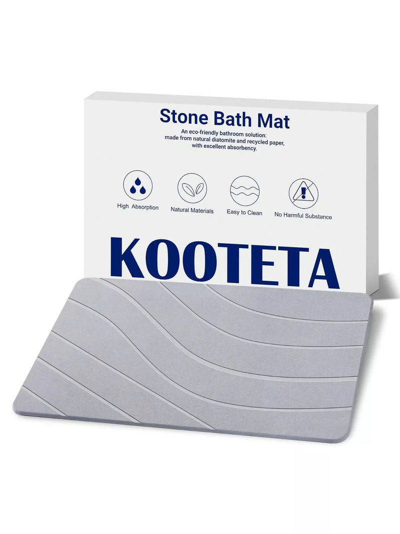 KOOTETA STONE BATH MAT DIATOMACEOUS EARTH SHOWER MAT - LIGHT GRAY - Like New