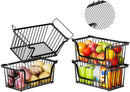 GENERIC 4 PACK ENHANCED LEAK-PROOF BOTTOM STACKABLE WIRE BASKETS POTATO - BLACK - Like New