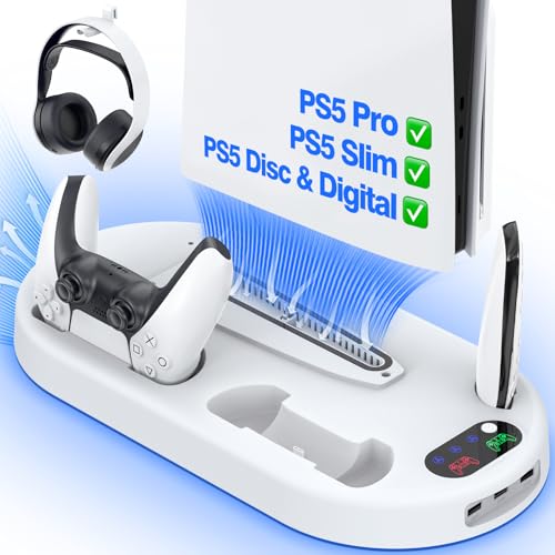AMZDM COOLING STATION PS5 SLIM STAND PS5 PRO COOLING FAN - OFF WHITE - Like New