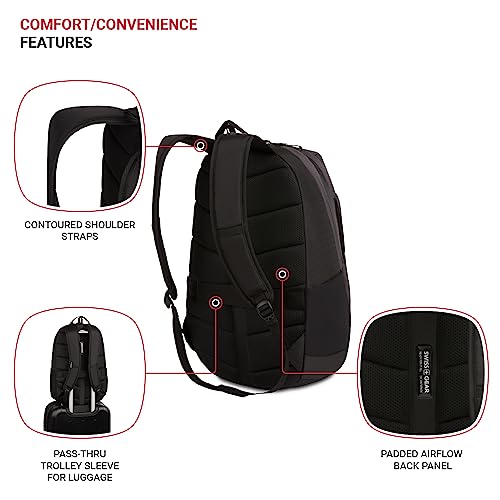 8171204416 SwissGear MetroEdge 18.5" Backpack, 8171204416, Black/Charcoal - Brand New