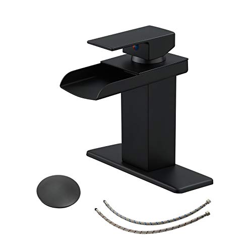 BWE BWE BATHROOM FAUCET WATERFALL BATH SINGLE HOLE HANDLE MODERN - BLACK MATTE - Like New
