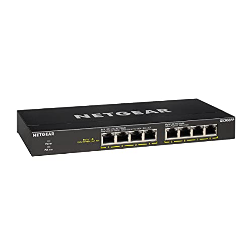 NETGEAR 8-PORT POE+ GIGABIT ETHERNET UNMANAGED ESSENTIALS SWITCH GS308PP - BLACK - Like New