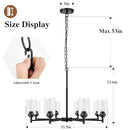 SUCO 33.5'' 8-LIGHT CHANDELIER LIGHTING GLASS SHADES BLACK - 3359-P8-BK - Brand New