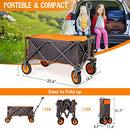 PORTAL COLLAPSIBLE WAGON, FOLDABLE BEACH WAGON CART, ALL TERRAIN, 225LBS - GREY - Like New