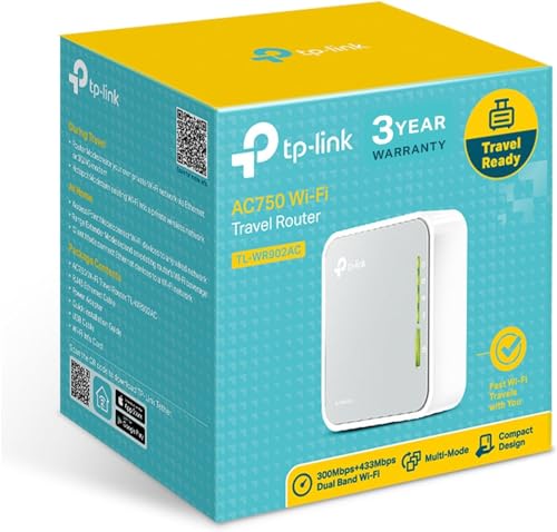 TP-LINK AC750 Wireless Portable Nano Travel RouterTL-WR902AC - White/Gray - Like New