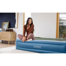 INTEX MID RISE HEXBEAM 14" ELECTRIC PUMP TWIN AIR MATTRESS PVC - BLUE - Brand New