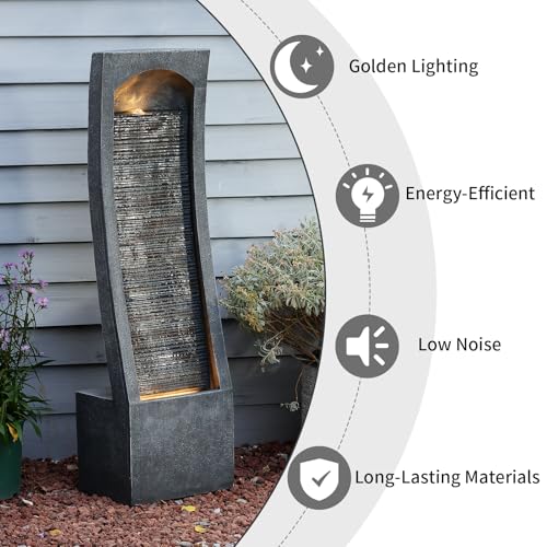 FORFAR MODERN INDOOR WATER FOUNTAIN CURVED FAUX - GARY - Like New