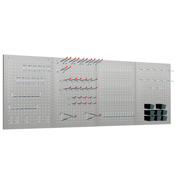 LUGO 24"X16" METAL PEGBOARD WALL ORGANIZER, 128 PC 128 PC PG-2416-SET-CM-GRY - Like New