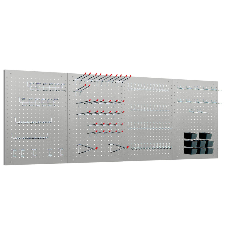 LUGO 24"X16" METAL PEGBOARD WALL ORGANIZER, 128 PC 128 PC PG-2416-SET-CM-GRY - Like New