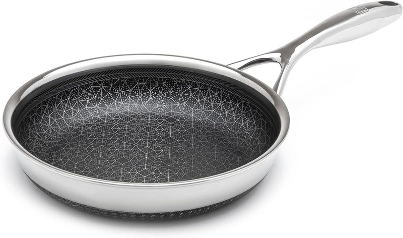 LIVWELL DIAMONDCLAD 10" HYBRID NONSTICK STAINLESS STEEL FRYING PAN -SILVER/BLACK Like New