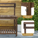 Sunnydaze Wheeled Garden Potting Bench with Sink - Brown - Like New
