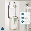 Collapsible Wall-Mounted Clothes Hamper Canvas Bag Metal Shelf Black B0D7J6DGP4 - Brand New