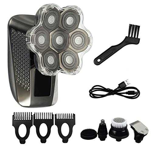 MECURICY 5 In 1 Men's Rechargeable Bald Head Shaver HM-1686 - Silver Like New