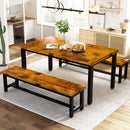 AWQM Dining Room Table Set with 2 Benches, Ideal for Home - - Scratch & Dent