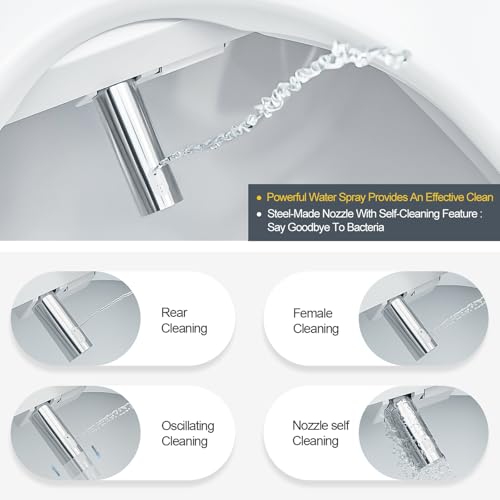 ZMJH BIDET TOILET SEAT VORTEX WASH WARM DRYER REMOTE NIGHT LIGHT ELONGATED WHITE - Like New