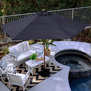 SHADE BASICS 11-FOOT ROUND EVERGREEN SERIES FAUX-WOOD PATIO UMBRELLA - NAVY - Like New