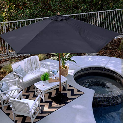 SHADE BASICS 11-FOOT ROUND EVERGREEN SERIES FAUX-WOOD PATIO UMBRELLA - NAVY - Like New