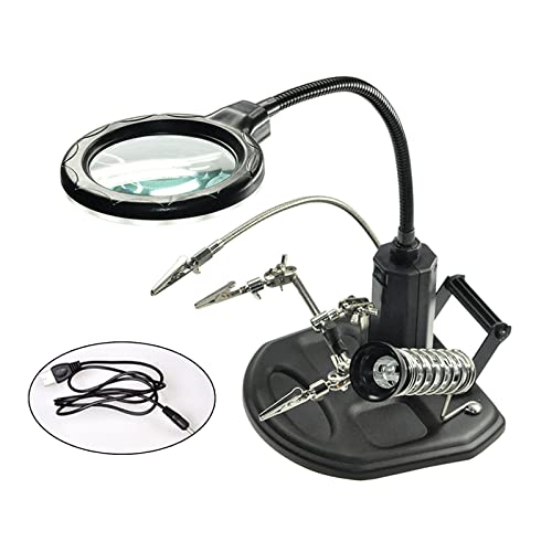 Soldering Station Magnifying Glass Soldering Iron Holder Desktop Magnifier - Like New