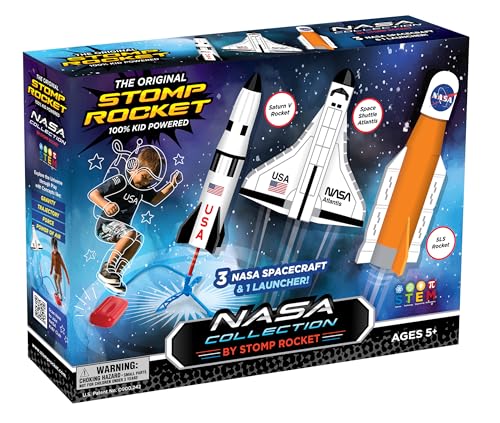 STOMP ROCKET SPACE COLLECTION ROCKET LAUNCHER FOR KIDS 3 NASA ROCKETS - GREEN - Like New