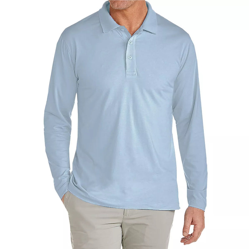 JUMP START MODERN FIT LONG SLEEVE POLO SHIRT - SIZE: MEN M - LIGHT BLUE - Brand New