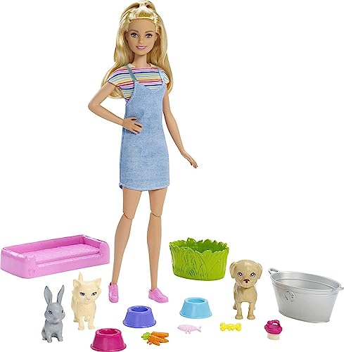 Barbie Play 'n' Wash Pets Playset with 3 Color-Change Animals - Scratch & Dent