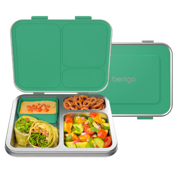 BENTGO KIDS STAINLESS STEEL LEAK-RESISTANT LUNCH - 3 COMPARTMENTS - GREEN - Like New