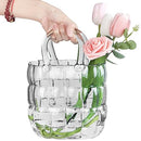 Unique Purse Vase for Flowers,11'' Handmade Thicken Bubbled Glass Bag Vases - Like New