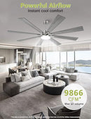 VACZON 72" Ceiling Fans Remote Lights Dimmable Reversible DC Motor - Nickel Wood - Like New