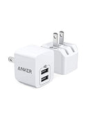 ANKER 2 PACK DUAL PORT 12W USB A CHARGER BLOCK W, FOLDABLE PLUG B2620 - WHITE - Like New