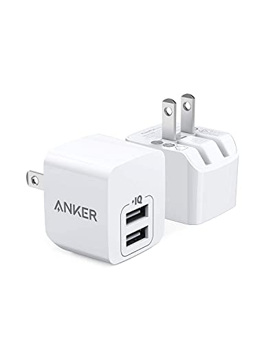 ANKER 2 PACK DUAL PORT 12W USB A CHARGER BLOCK W, FOLDABLE PLUG B2620 - WHITE - Like New
