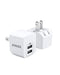 ANKER 2 PACK DUAL PORT 12W USB A CHARGER BLOCK W, FOLDABLE PLUG B2620 - WHITE - Like New