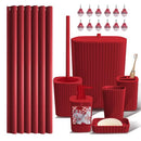 CLARA CLARK COMPLETE HOLIDAY BATHROOM SET WITH SHOWER CADDY SET - RED - Like New