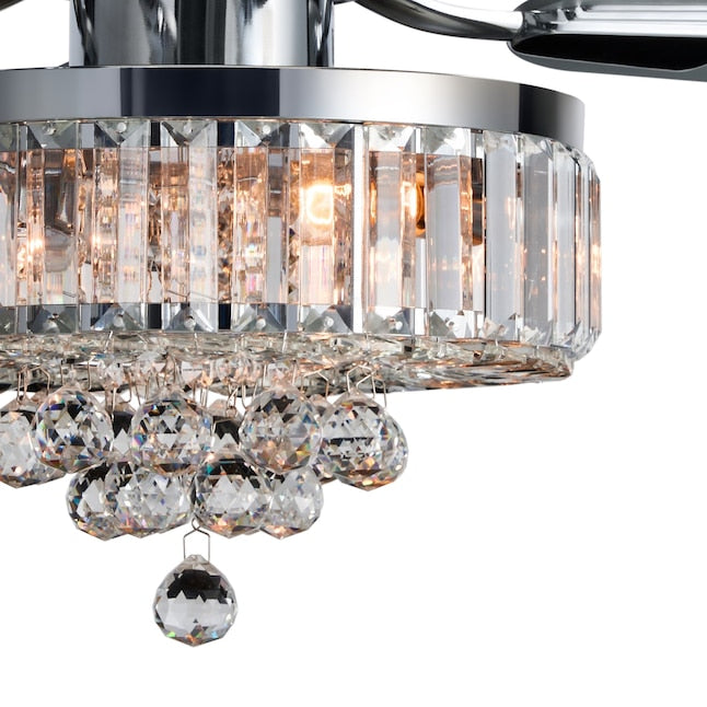 CO-Z 52-IN CHANDELIER CEILING FAN WITH LIGHT AND REMOTE ( 5 -BLADE ) - SILVER - Like New