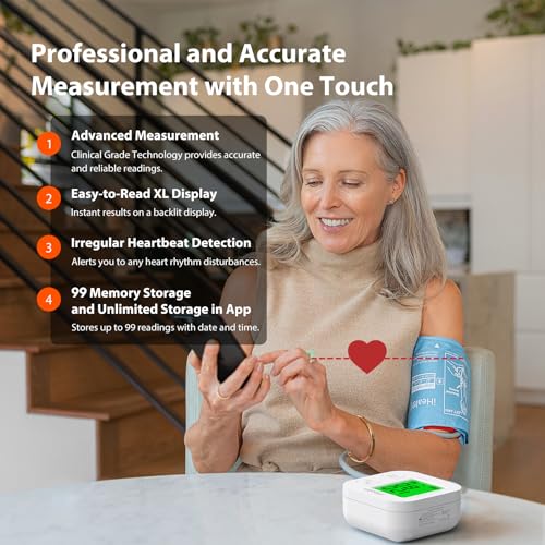 IHEALTH TRACK SMART UPPER ARM BLOOD PRESSURE MONITOR, WIDE RANGE, KN-550BT-WHITE - Like New