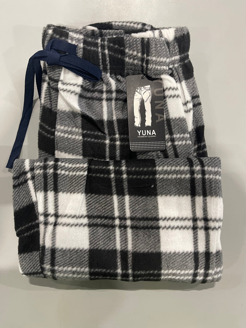 YUNA PAJAMA PANTS WOMENS MULTI PLAID ELASTIC WAIST - SIZE: XL/2XL - BLACK/WHITE - Brand New