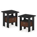FURINNO ANDREY SET OF 2 END TABLE NIGHT STAND BEDSIDE TABLE, AMERICANO BROWN - Like New