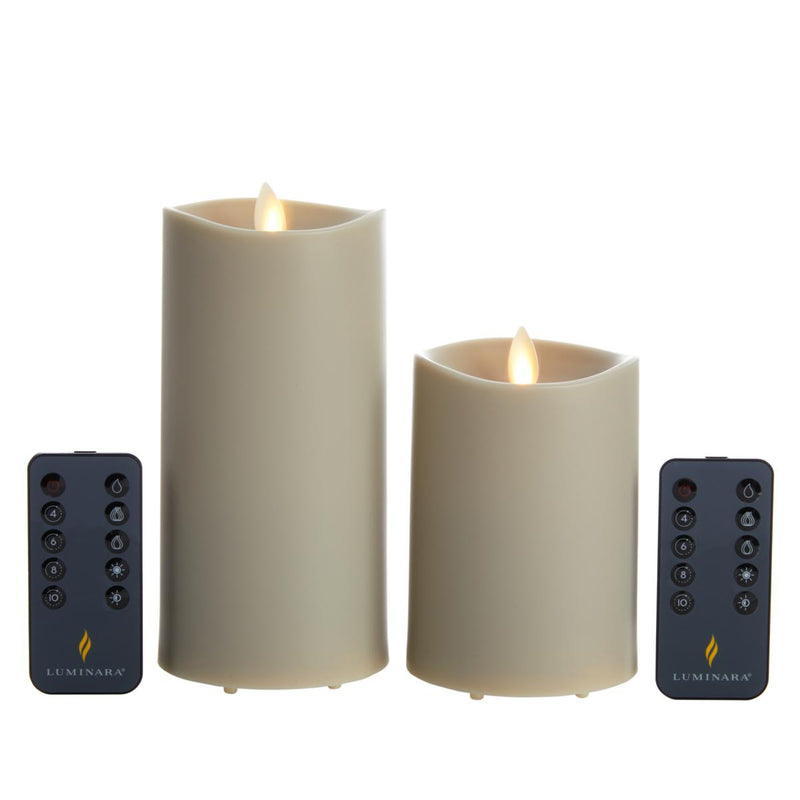 Luminara Set of 2 Outdoor Candles - GREY Like New