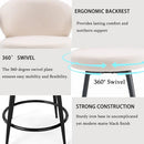 MASLIER BAR STOOLS SET OF 2, 360° SWIVEL BREATHABLE FABRIC FABRIC - IVORY - Like New