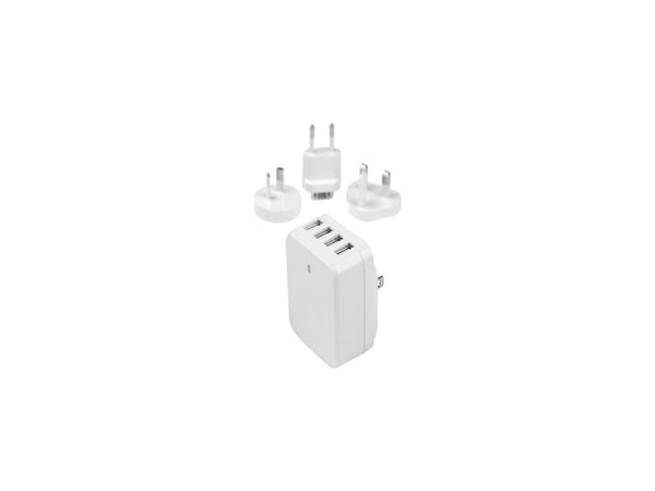 StarTech USB4PACWH Travel USB Wall Charger - 4-Port - White - Universal Travel