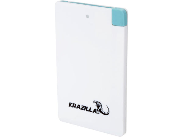 Krazilla White 2500 mAh Fast Charge Mobile Power Bank, Kzp1005 USB Connector for