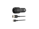 BELKIN CCD001BT1MBK Black BOOST CHARGE Dual USB-A Car Charger 24W + USB-A to